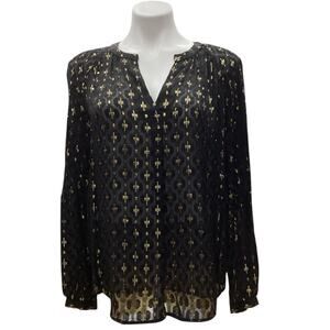 Diane Von Furstenberg Women’s Top Size S Silk Blend Long Sleeves See Through